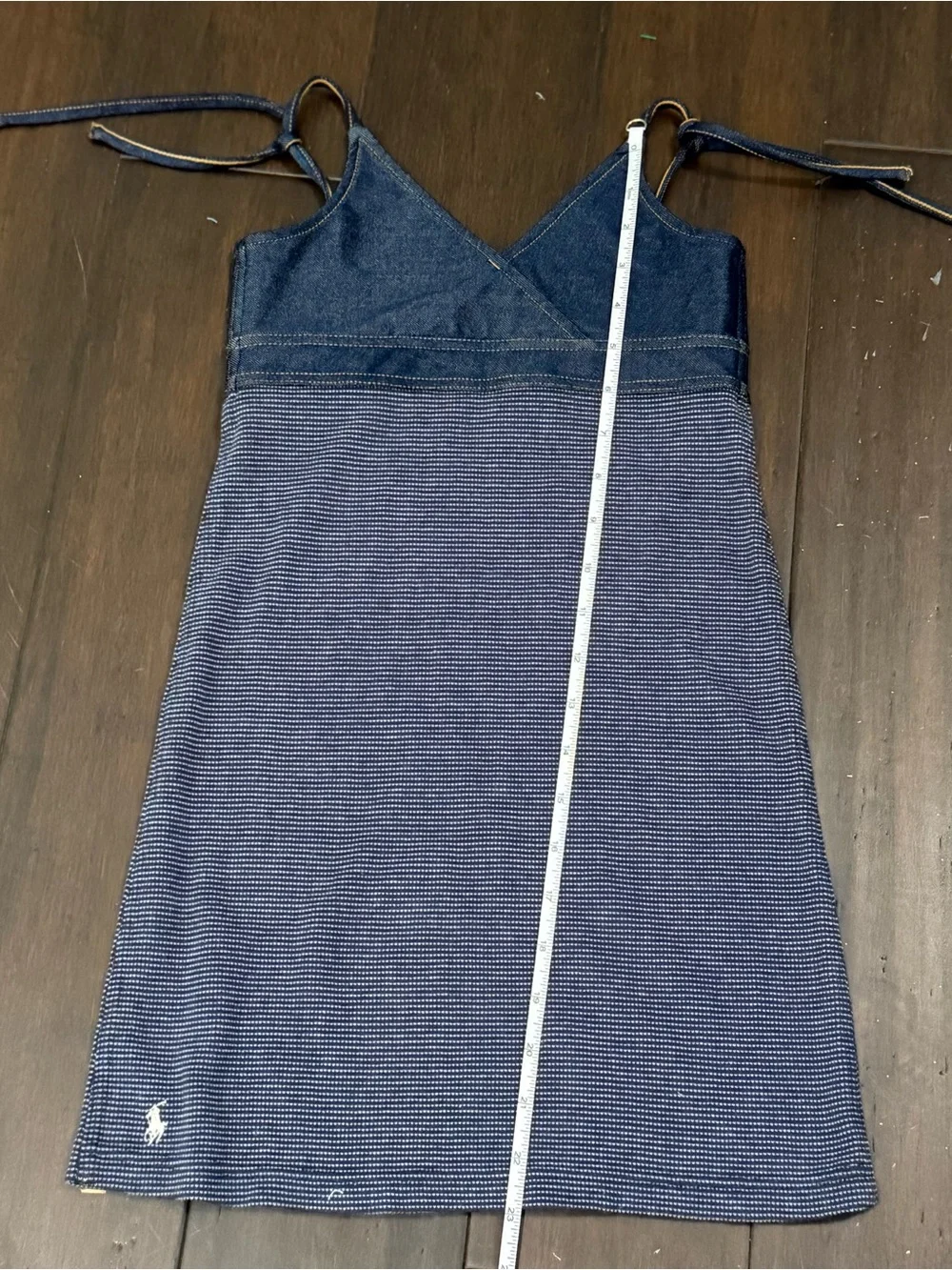 Ralph Lauren Navy and White Striped Tank Dress. Adjustable tie straps